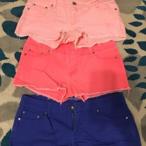 Three pairs of jean shorts. Worn maybe once!